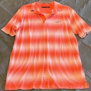 Greg Norman Collection Striped Orange Polo Shirt